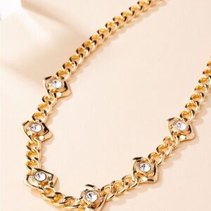 Elegant Gold Chain Necklace with Crystal Accents